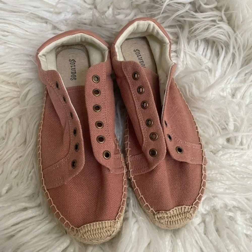 Soludos Izzy dusty pink canvas espadrille flats ladies 8.5‎ NO LACES